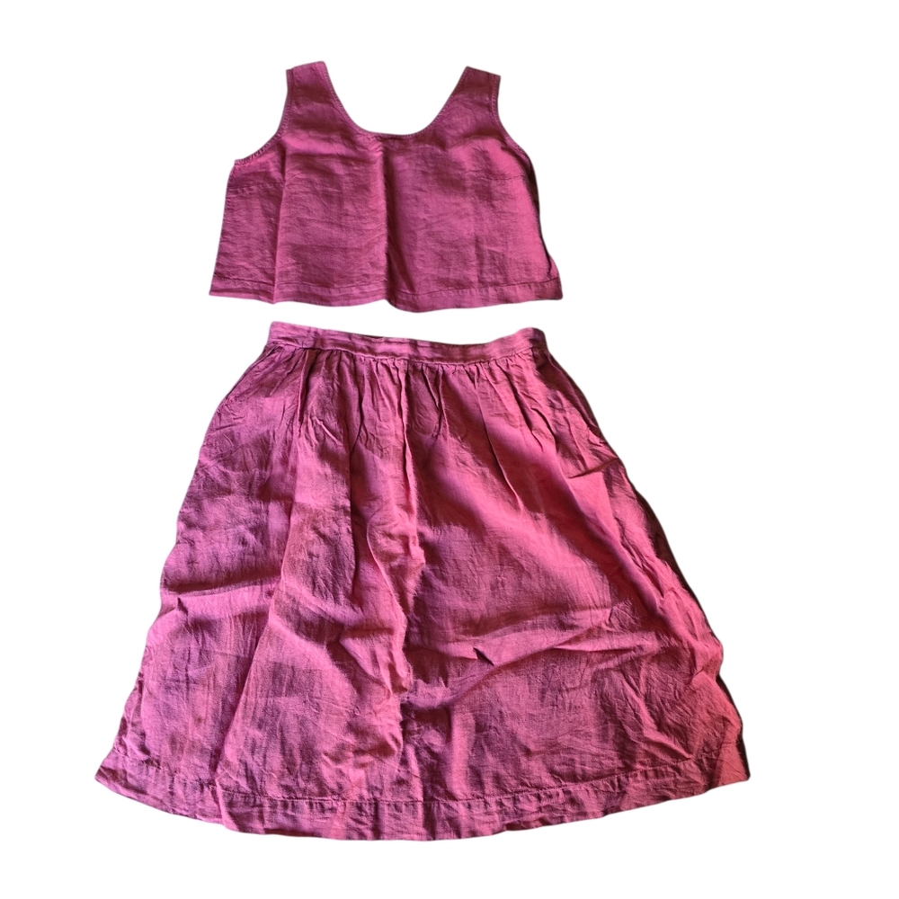 MENIQUE Pink Sleeveless Top‎ and Skirt Set 100% Linen Size XL - Picture 2 of 13
